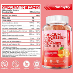 Close-up of sugar-free calcium magnesium zinc gummies bottle