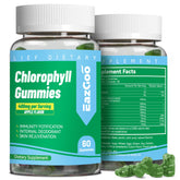Sugar-free chlorophyll gummies with natural apple flavor in a 60-count bottle