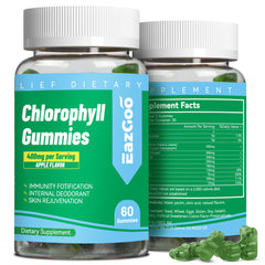 Sugar-free chlorophyll gummies with natural apple flavor in a 60-count bottle