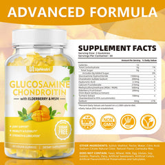 Back nutrition label of sugar-free glucosamine chondroitin gummies