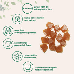 Close-up of mango passion fruit flavored sugar-free gummy