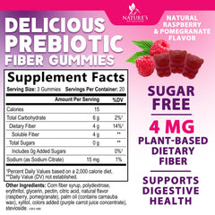Sugar-free Raspberry Prebiotic Fiber Gummies label