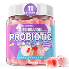 Sugar Free Probiotic Gummies Peach flavor bottle and label