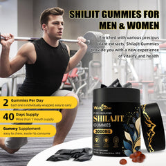 Sugar-free vegan Shilajit gummies, non-GMO and stevia-sweetened