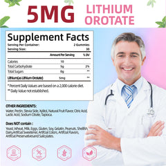 Close-up of a single lithium orotate gummy (5mg)