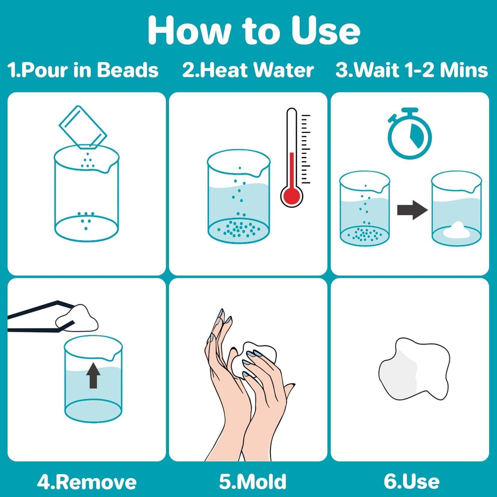 Beads shaped into dental repair forms
