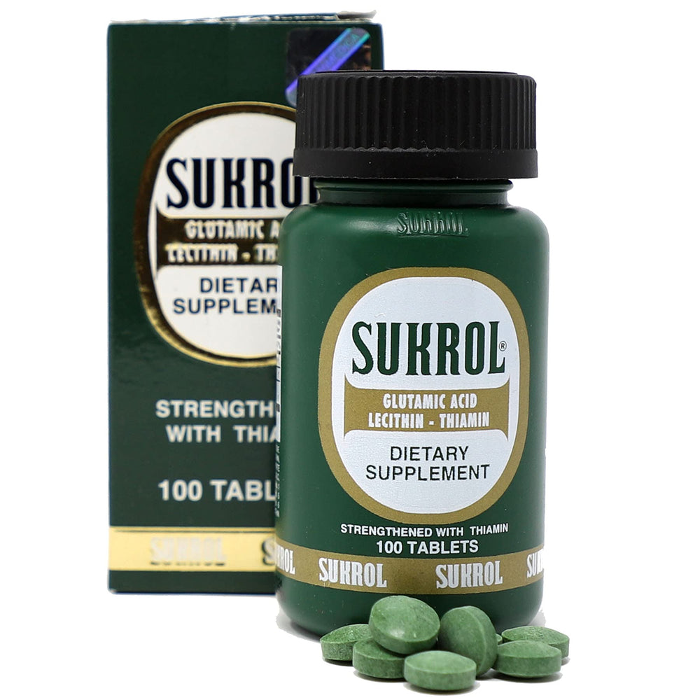 SUKROL vitamin bottle against white background highlighting brain function