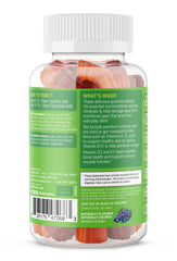 Graphic showing 19 included nutrients in the gummies