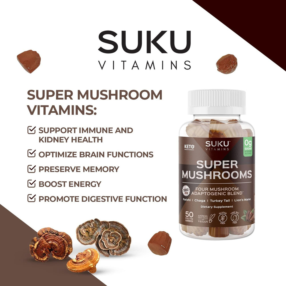 Keto-friendly vegetarian mushroom vitamins by SUKU