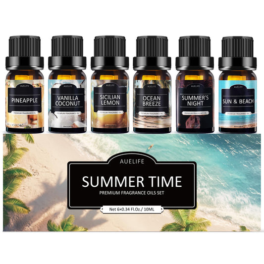 Coconut-scented essential oil bottle from Summer Essential Oils Set