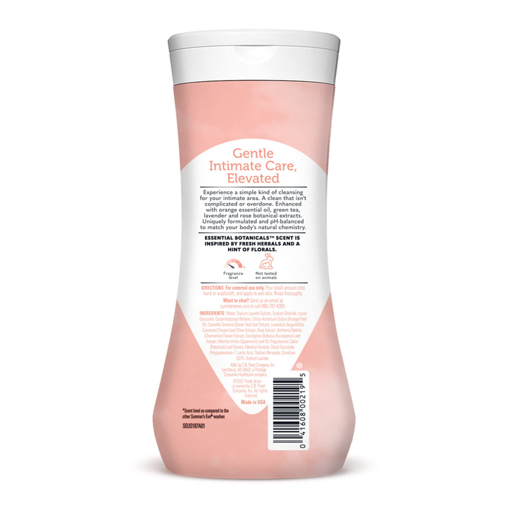 Summer's Eve Essential Botanicals lather on skin during shower for gentle cleansing.
