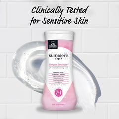 Summer's Eve Simply Sensitive label-dyes-free signals safe, gentle formula for sensitive skin