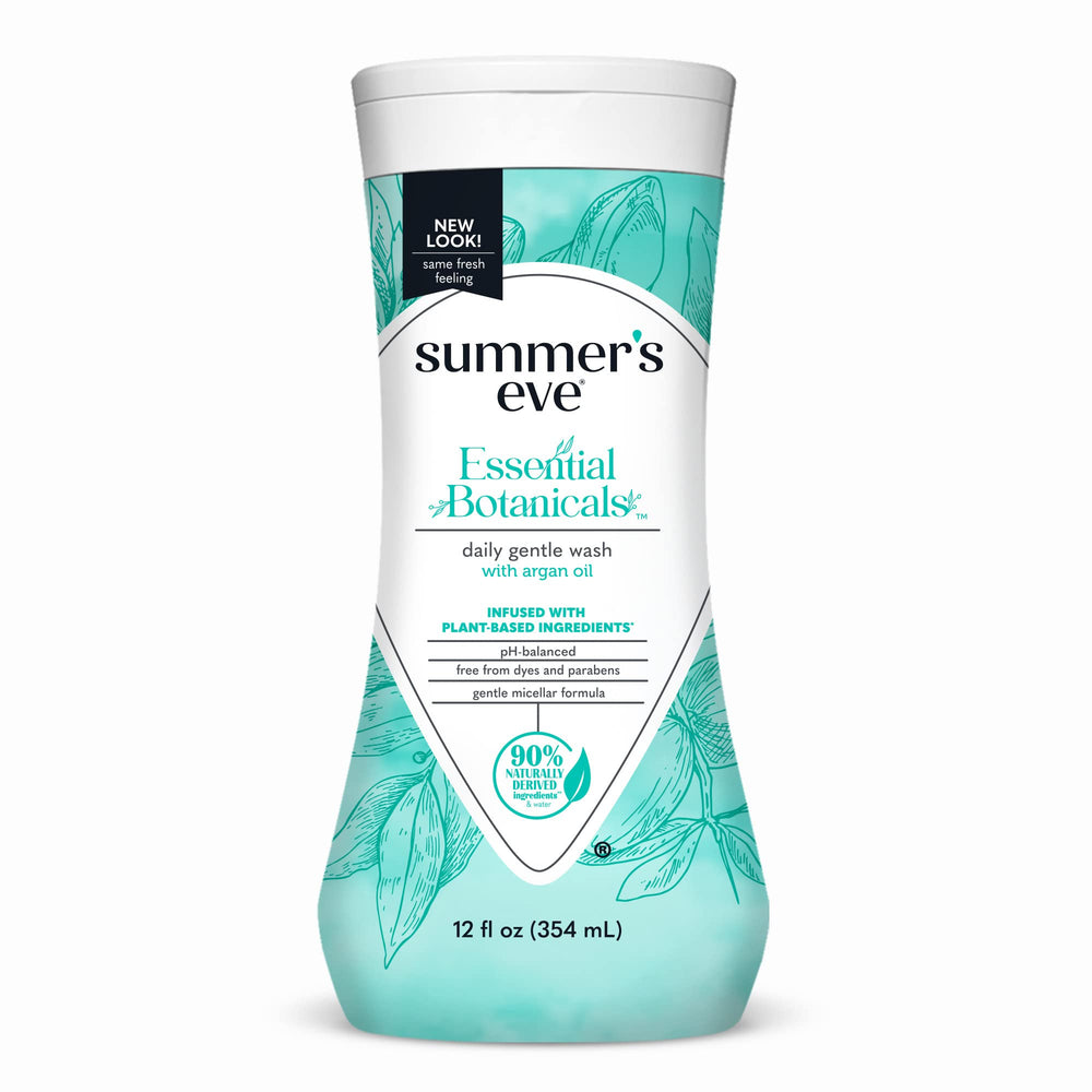 Summerseve Essential Botanicals argan oil bottle offers gentle daily cleansing.