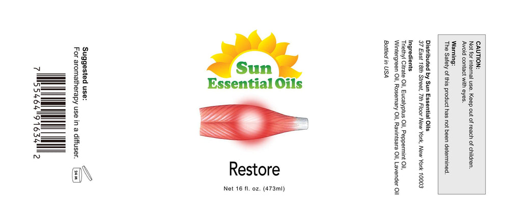 Amber 16oz Deep Muscle Ease bottle from Sun Essential Oils
