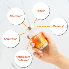 Top view of Sun Neuro Nootropic bottle on white background