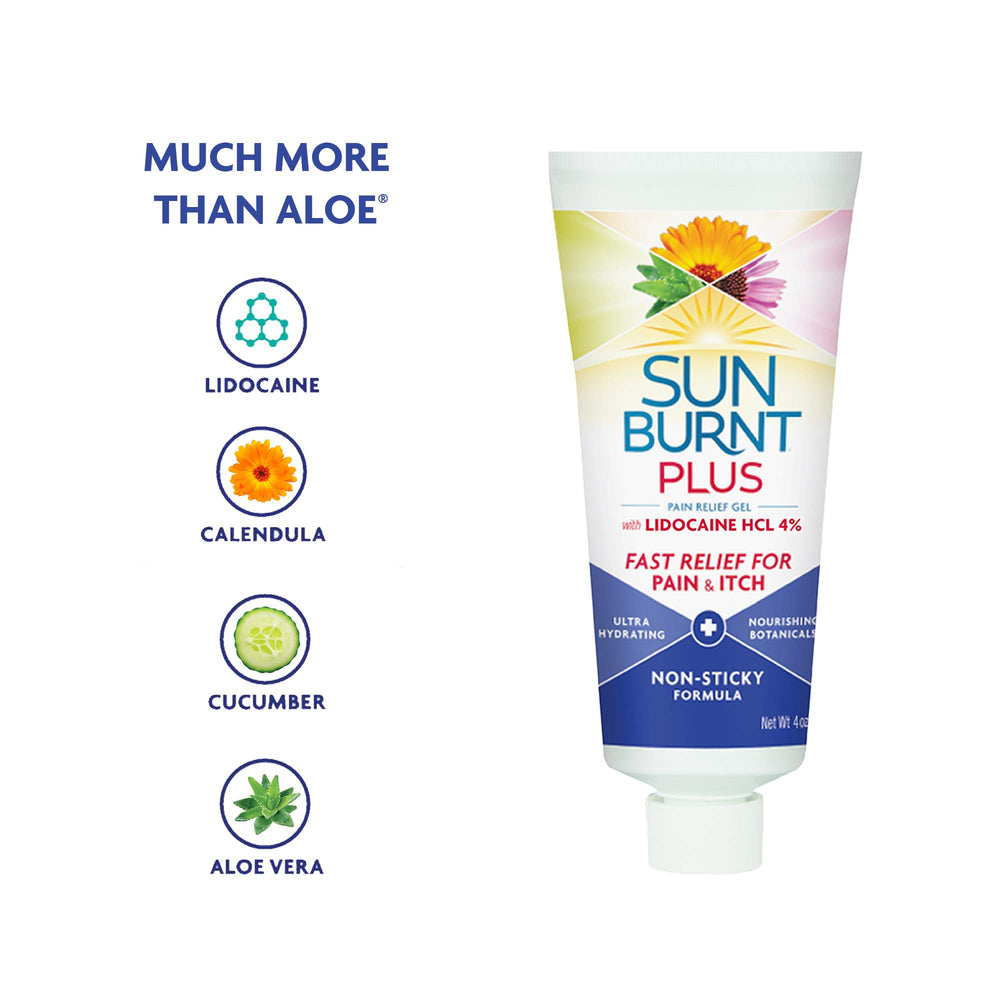 Sunburnt Plus Aloe Vera hydration for soothing skin.