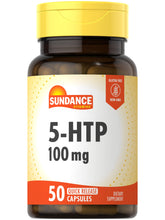 Bottle of Sundance 5-HTP 100mg capsules with 50 capsules