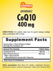 Close-up of CoQ10 400 mg softgels