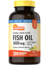 Sundance Fish Oil Softgels 1000mg with lemon flavor – front of bottle