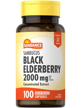 Sundance Sambucus Black Elderberry Capsules bottle and label