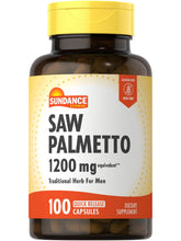 Bottle of Sundance Saw Palmetto 1200mg for Men with 100 quick-release capsules