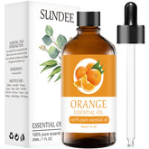Sundee Organic Orange Essential Oil 1oz bottle ready for diffuser aromatherapy.