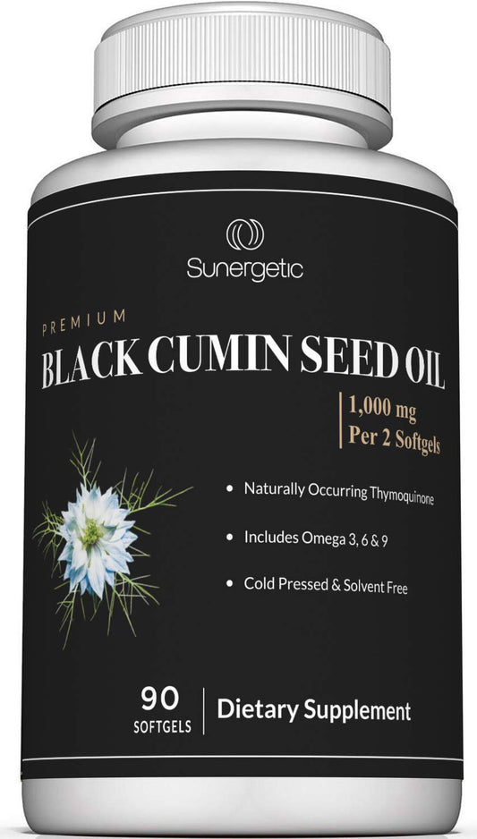 Sunergetic Black Cumin Seed Oil Softgels bottle – 90 softgels
