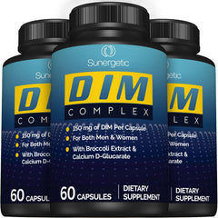 Sunergetic Premium DIM packaging shows 60-capsule bottle