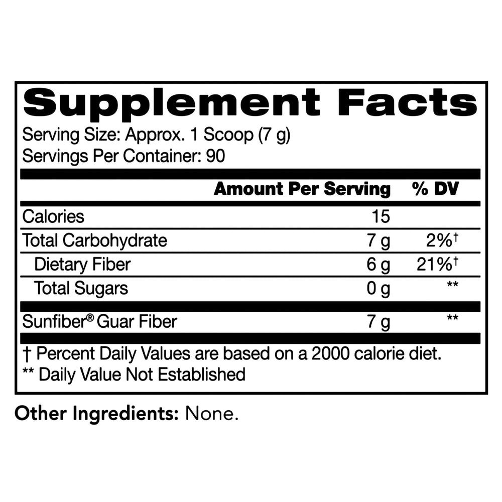 Low FODMAP certified Sunfiber label on packaging