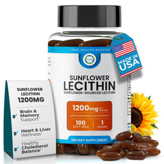 Bottle of Sunflower Lecithin 1200 mg with 100 softgels