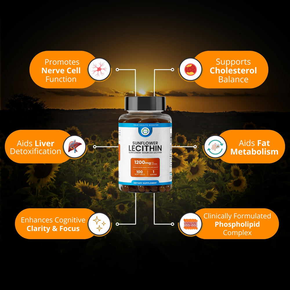 Nutrition and ingredients label for Sunflower Lecithin 1200 mg