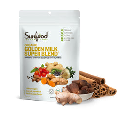 Sunfoods Golden Milk Super Blend packaging with USDA Organic seal