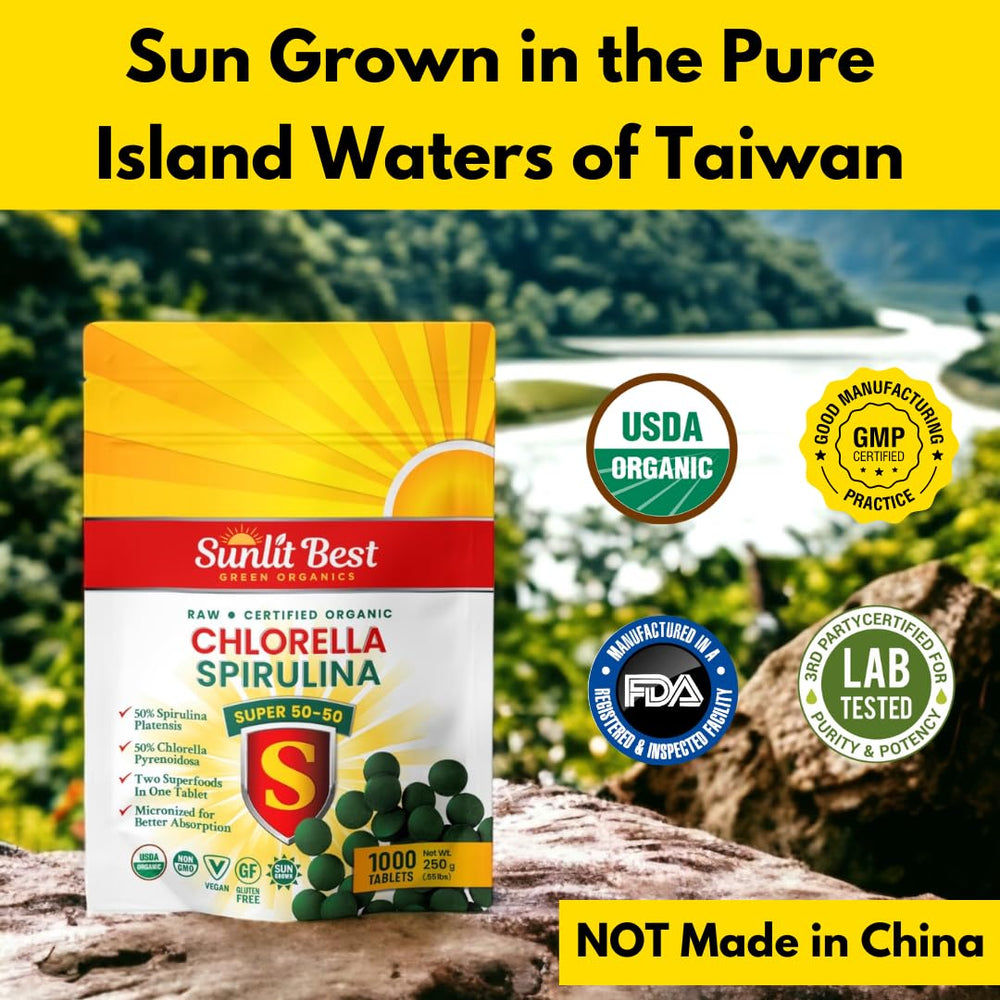 50/50 chlorella spirulina blend in tablet form