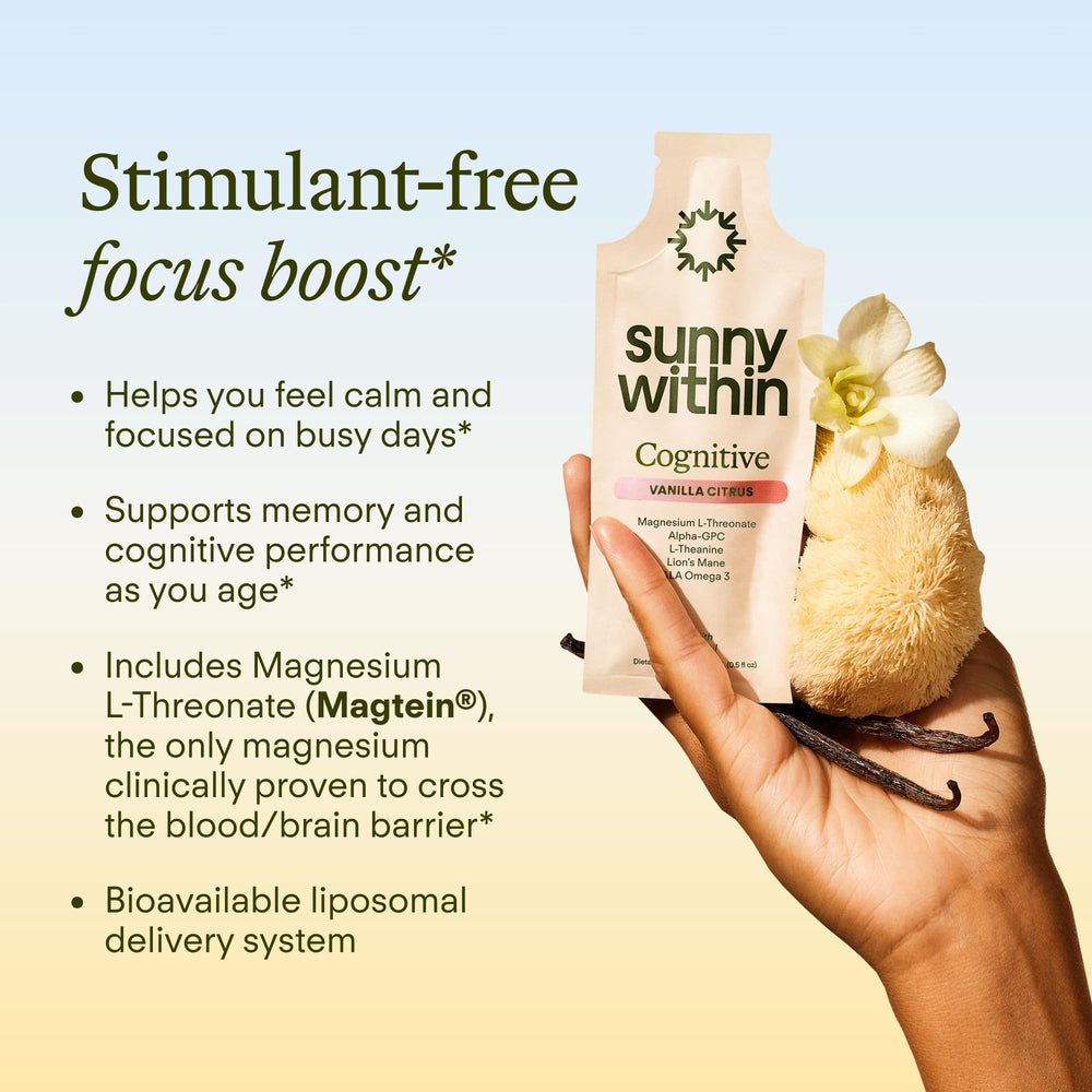 Vanilla citrus flavored Sunny Within daily vegan pouches