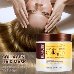 SUNOL Collagen Hair Mask on healthy-looking hair shows smoother, shinier strands.