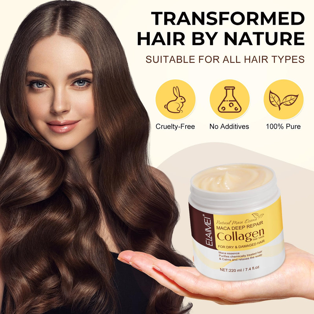 SUNOL Collagen Hair Mask ingredients highlight collagen and avocado oil benefits.