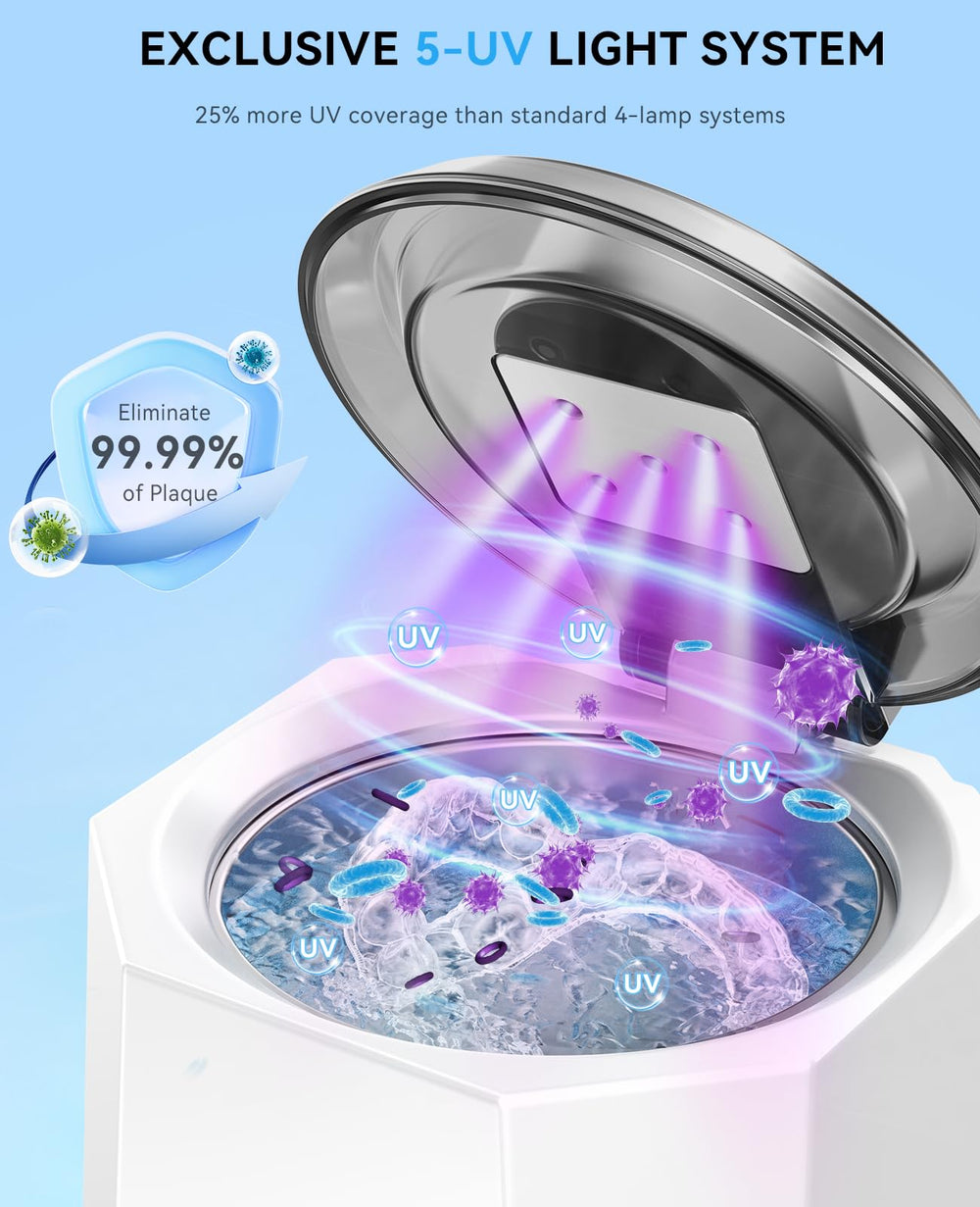 Cleaner with 5 UV lights for dentures and aligners