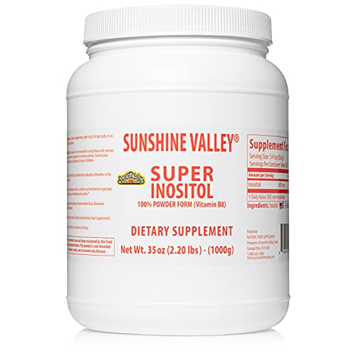 Serving scoop and jar of Sunshine Valley Inositol powder
