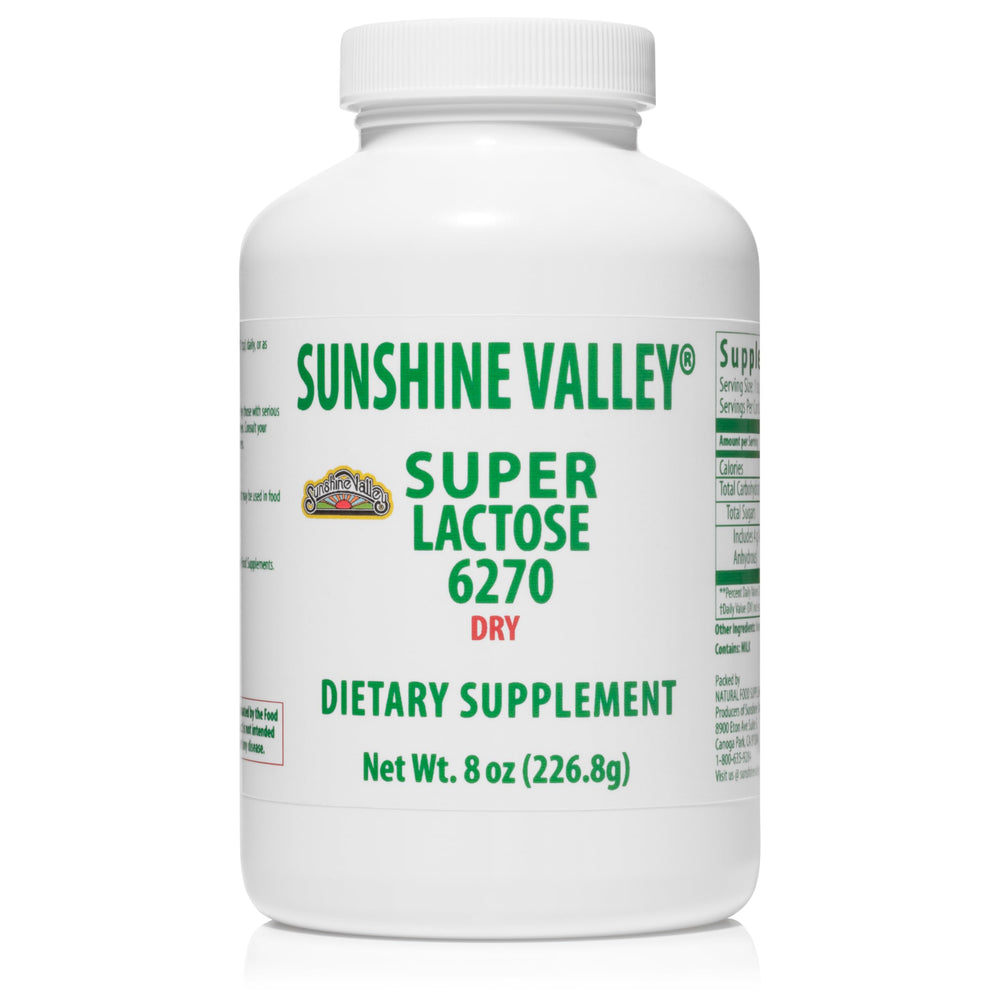 Sunshine Valley Super Lactose Dry Powder 8 oz bottle with free-flow pour