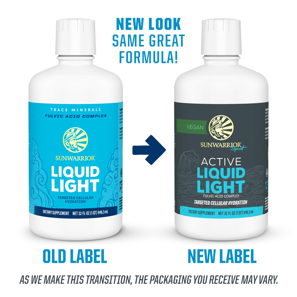 Sunwarrior Fulvic Acid Drops on a kitchen shelf for easy access.