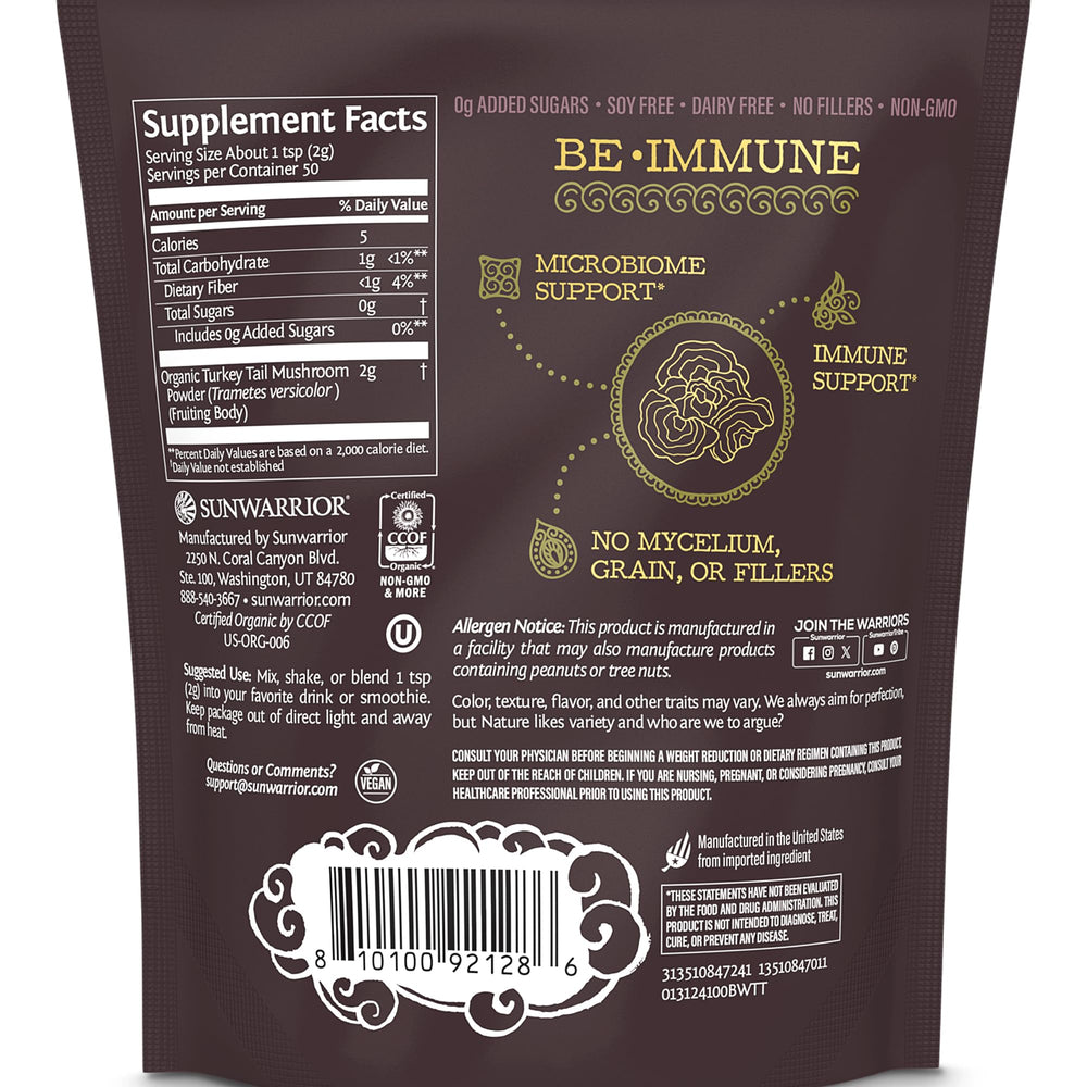 Back view of pouch showing labeling and ingredients