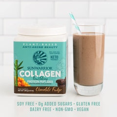 Silica sourced from bamboo icon on vegan collagen building powder packaging