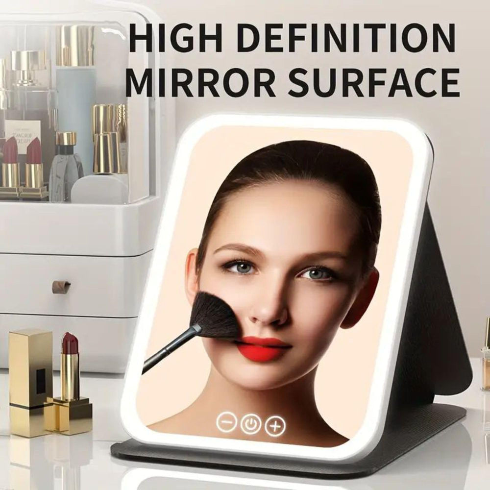 The suonee folding travel mirror features a compact design for on-the-go touch-ups.