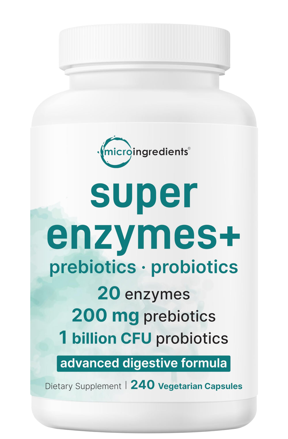 Bottle of Super Enzymes with Prebiotics & Probiotics 240 Veggie Capsules