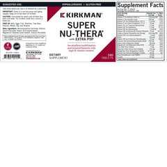 Close-up of the Super Nu-Thera bottle showing ingredients