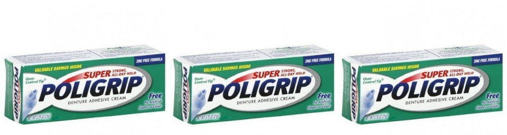 Super Poligrip 0.75 oz travel size denture adhesive cream – Pack of 3
