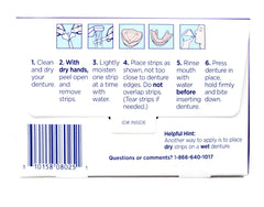 Mess-free, pre-cut denture adhesive strips ready for use