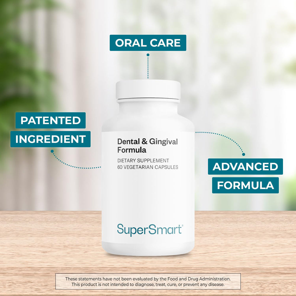 Close-up of 60 vegetarian capsules for dental care