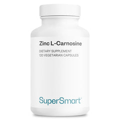 Front view of SuperSmart Zinc L-Carnosine 75mg per day vegetarian capsules