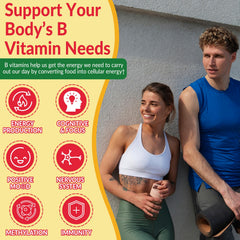 Ingredients panel highlighting B vitamins and methylated forms